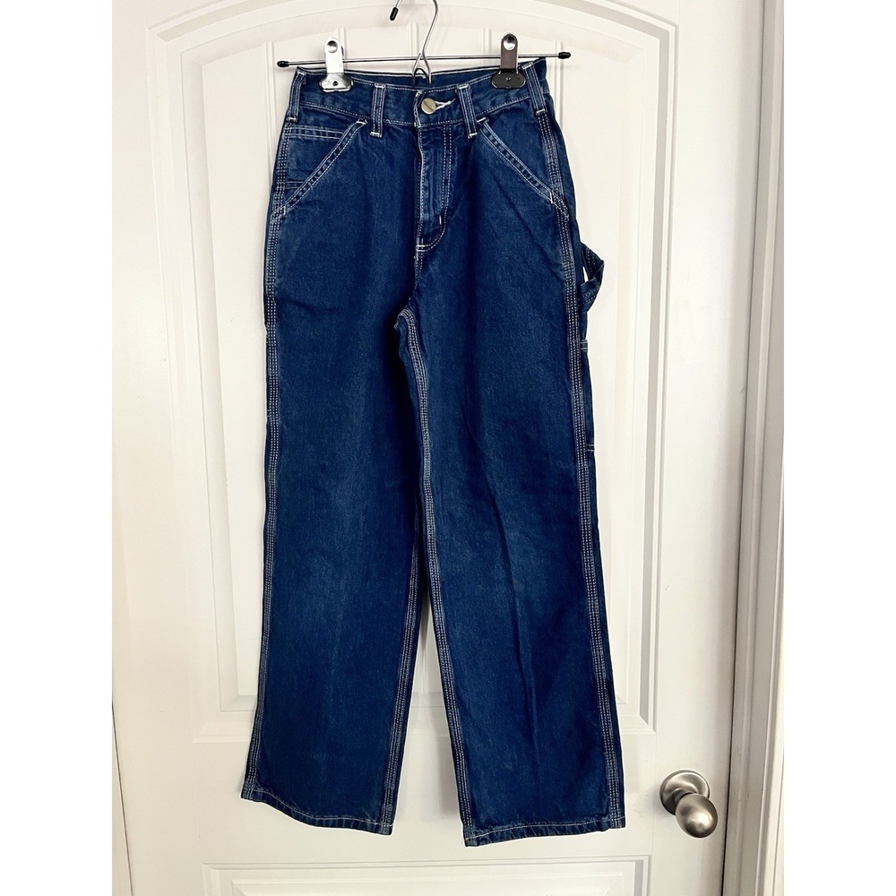 Carhartt Boys Size 12 Slim Jeans Carpenter Dark Wash Blue Denim 738